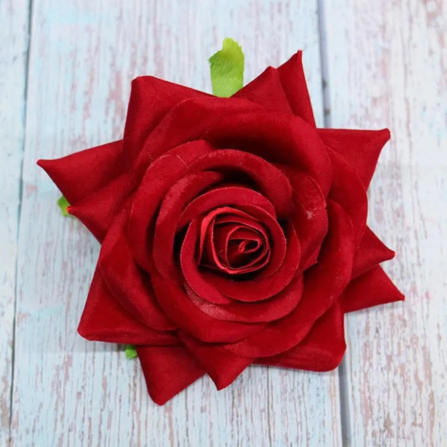 SATYAM KRAFT 12 Pcs Artificial Velvet Rose Flowers | Fake Floral Decoration for Ganesh chaturthi, Home, Janmashtami,DIY Craft, Room Decor, Festival & Gift Items